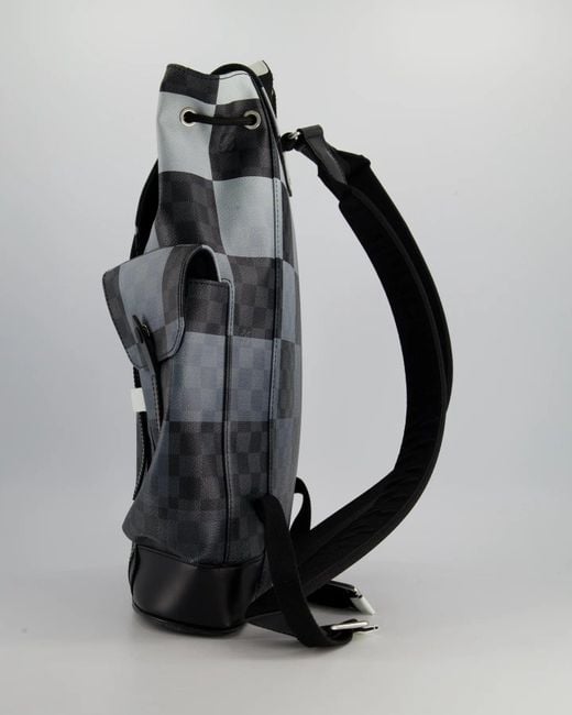lv black checkered backpack