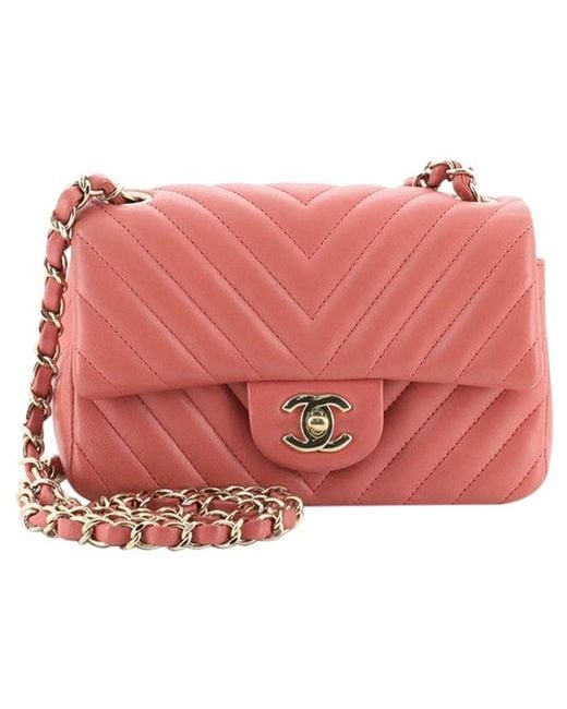 Chanel Mini Rosewood Rectangular Flap Bag in Red
