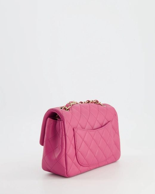 Chanel Raspberry Pink Mini Rectangular Bag With Brushed Gold Hardware