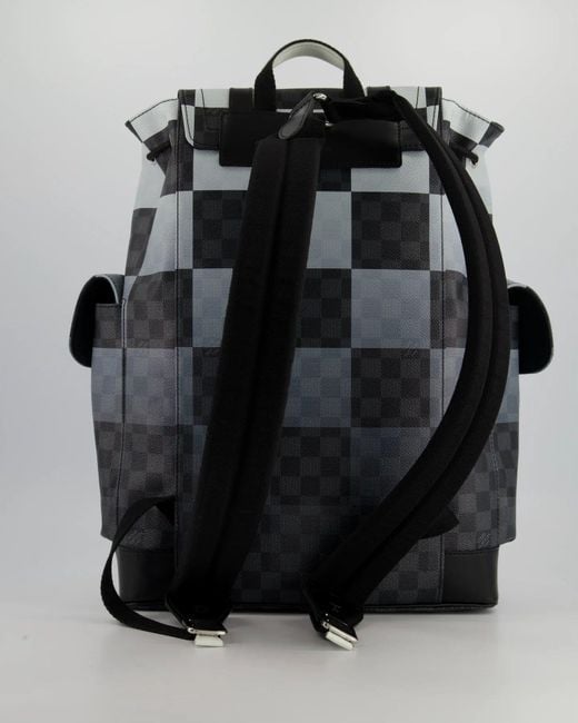 Louis Vuitton Christopher Backpack In Black And White Damier Canvas With  Silver Hardware in Gray for Men
