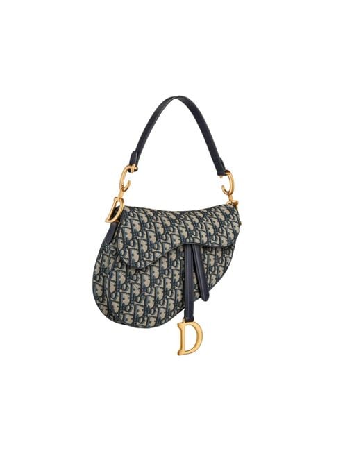 Dior Saddle Bag With Strap Blue Oblique Jacquard in Black | Lyst UK