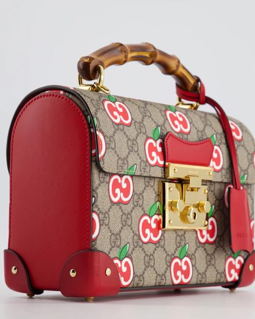 Gucci GUCCI GG SUPREME PADLOCK SMALL BAMBOO SHOULDER BAG