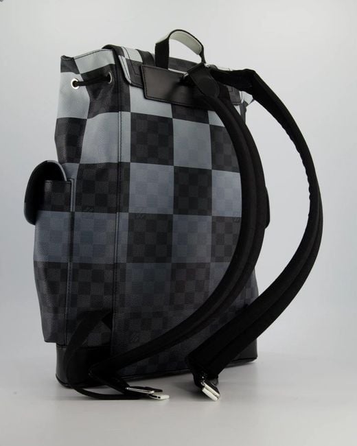 Louis Vuitton Christopher Backpack In Black And White Damier Canvas With  Silver Hardware in Grey for Men