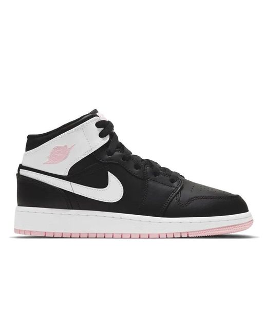 Pink and on sale black jordan shoes