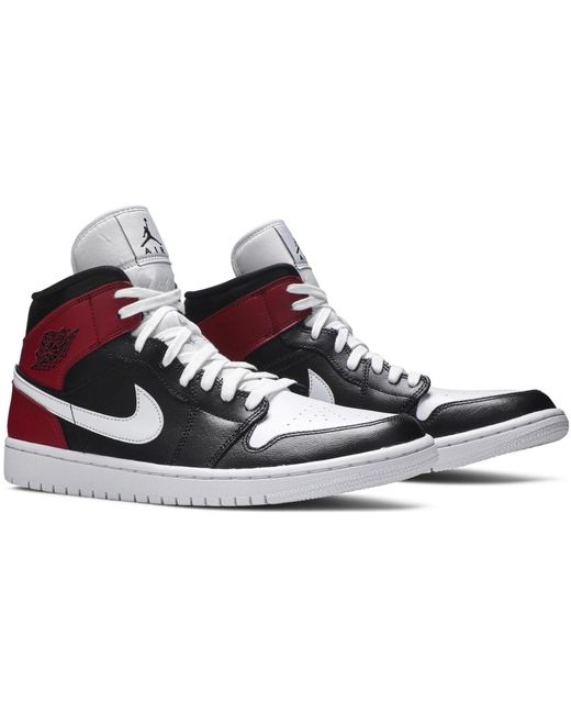 Nike Jordan 1 Mid Black Noble Red w Lyst