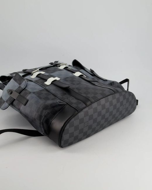 Louis Vuitton Christopher Backpack In Black And White Damier Canvas With  Silver Hardware in Gray for Men