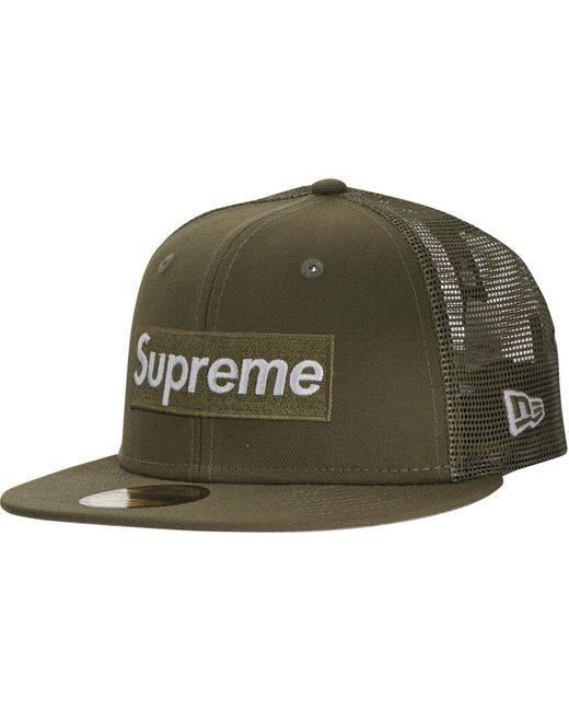 Supreme Box Logo Mesh Back New Era Hat (ss23) Olive in Green