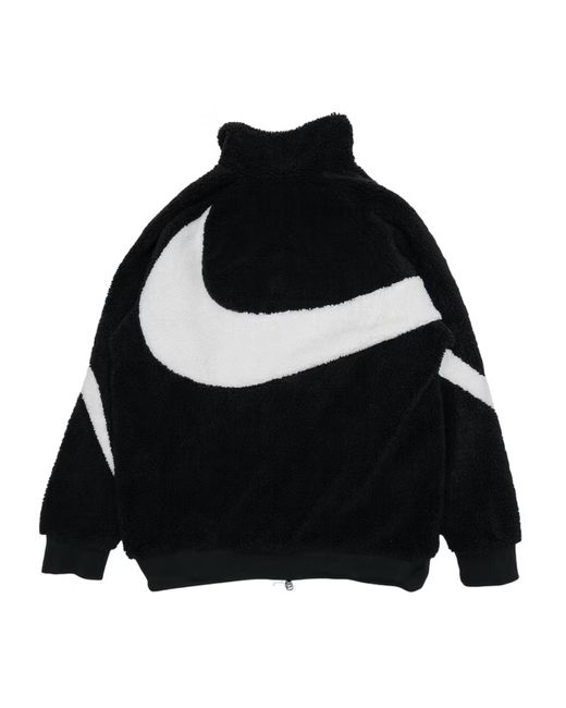 Nike Big Swoosh Reversible Boa Jacket (asia Sizing) Black White | Lyst