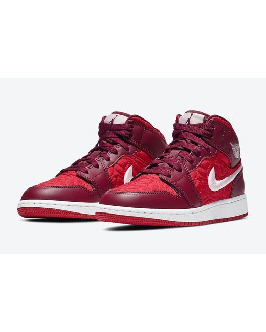 Nike Jordan 1 Mid Se Red Quilt (gs) Lyst