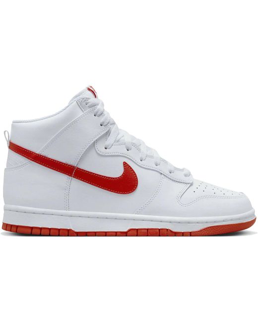nike dunk high white red