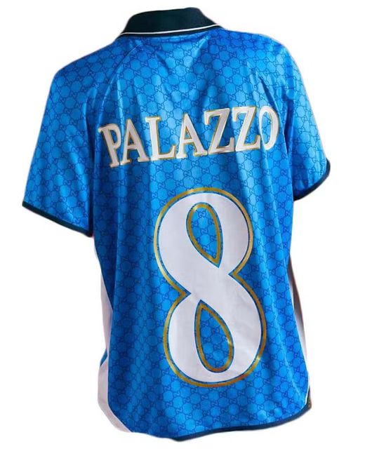 Palace X Gucci Printed All-over GG Football Technical Jersey T-shirt Blue
