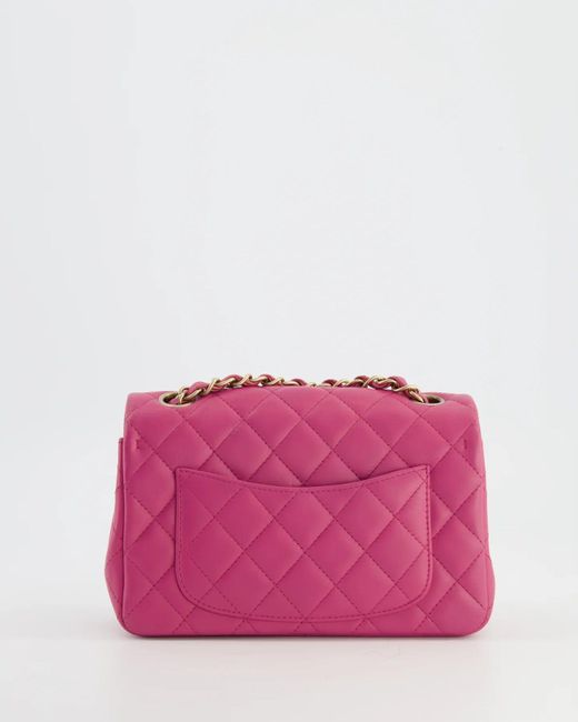 Chanel Raspberry Pink Mini Rectangular Bag With Brushed Gold