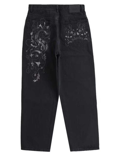 Supreme x Coogi Baggy Embroidered Loose-Fit Jeans - Black