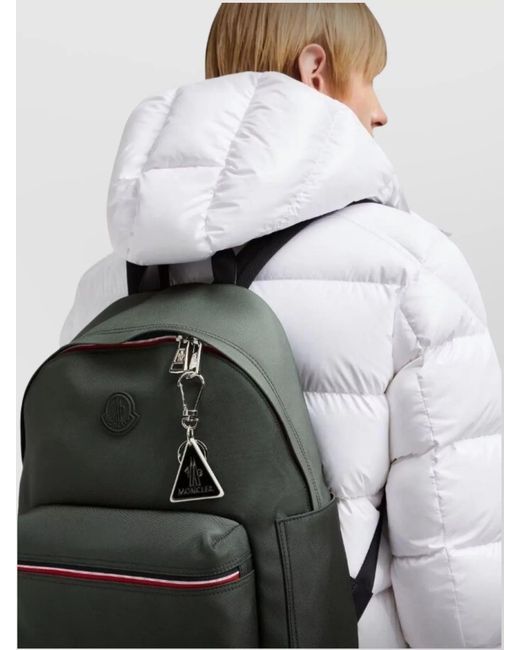 Moncler White Metal Keyring for men