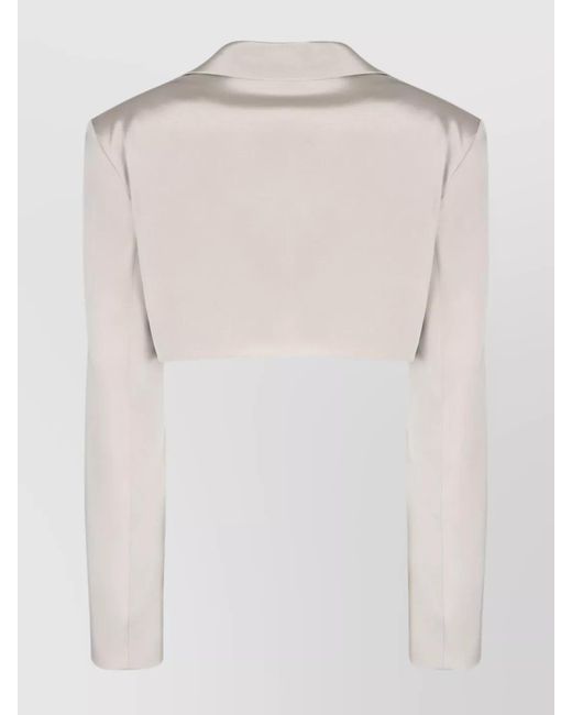 The Mannei White Silk Cropped Blazer