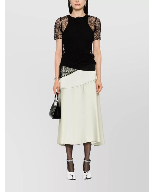 Maison Margiela Black Dot-Embroidered Semi-Sheer Short-Sleeve Top