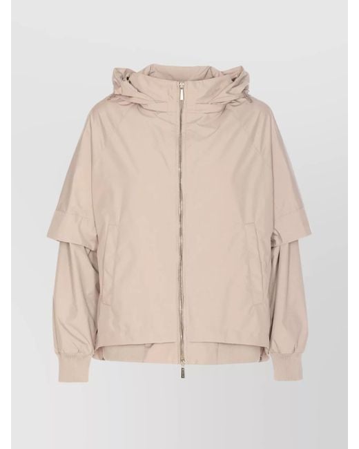 Moorer Natural Hooded Jacket Removable Sleeves