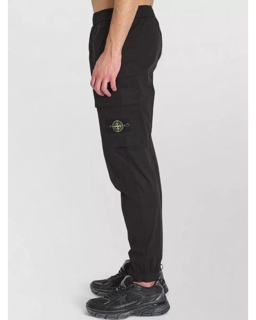Stone Island Black Cotton Regular-Fit Tapered Track Pants for men