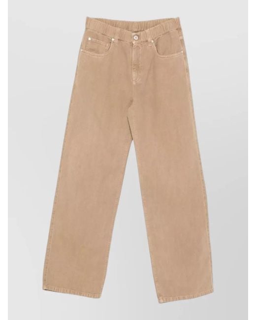 Brunello Cucinelli Natural Cotton Linen Straight-Leg Trousers