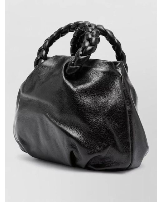 Hereu Black Medium Leather Tote Braided Top Handles