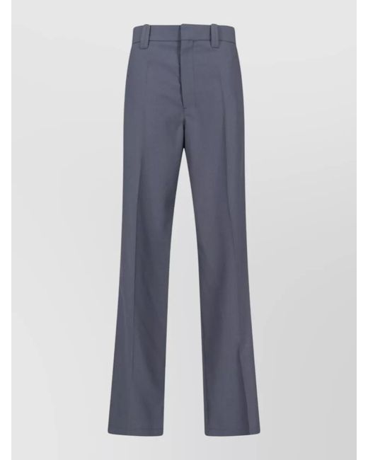 Lemaire Blue Tailored Trousers Belt Loops Side Pockets