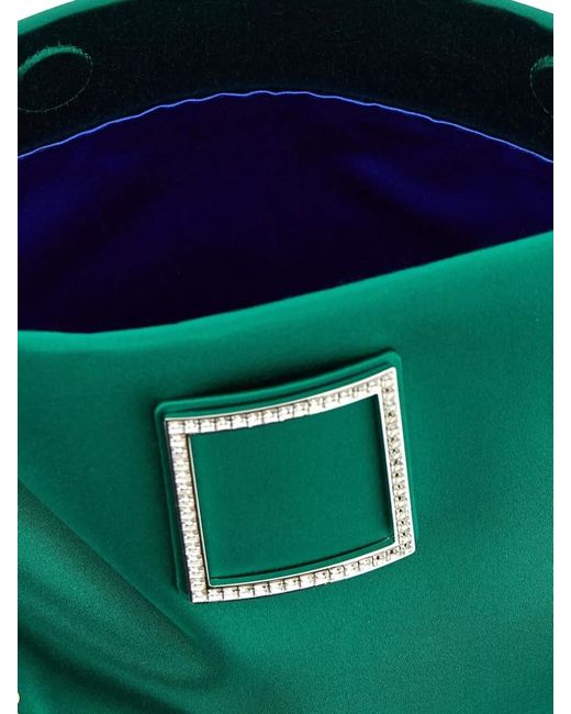 Roger Vivier Green Silk Clutch Bag