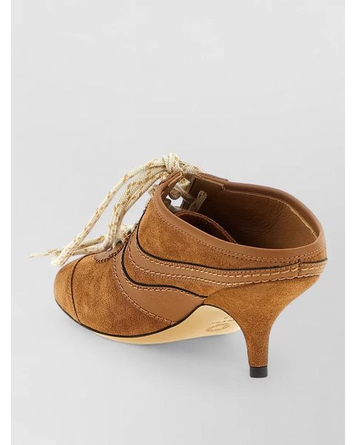 Dries Van Noten Brown Suede Kitten Heel Mules Closed Back