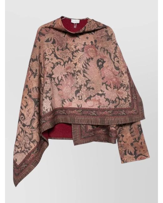 Pierre Louis Mascia Multicolor Wool Floral Print Draped Asymmetric Cape for men