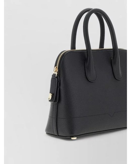 Valextra Black Mini Leather Shoulder Bag