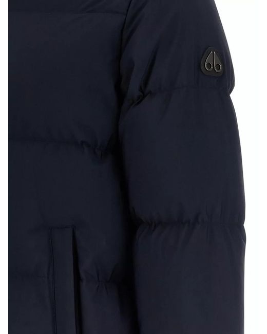 Moose Knuckles Blue Misti Puffer Down Jacket Hood Fur Trim for men