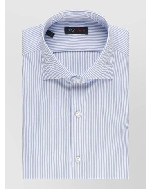 Fay Blue Striped Cotton Long-Sleeve Shirt for men