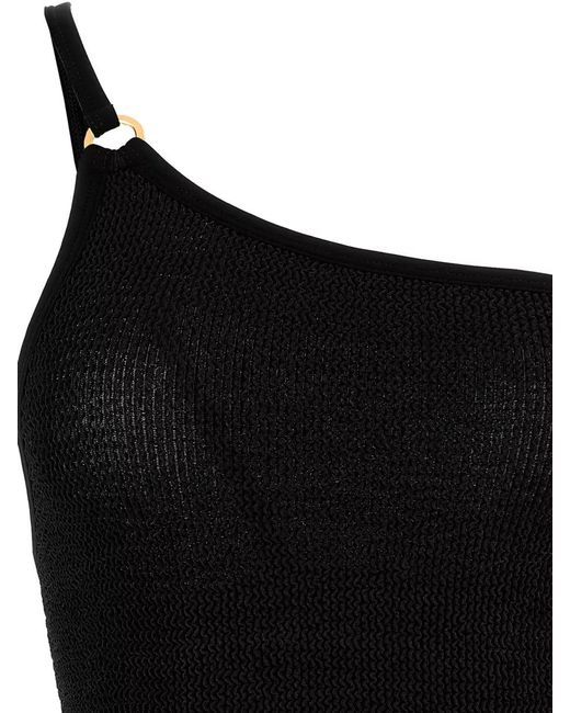 Hunza G Black Clara Swimsuit One Shoulder Hardware