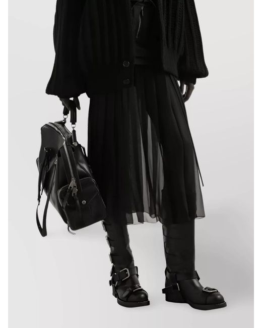 Dolce & Gabbana Black Silk Pleated Midi Skirt
