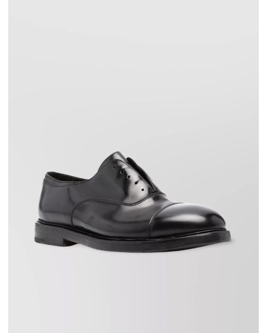 Premiata Black Calf Leather Derby Shoes for men