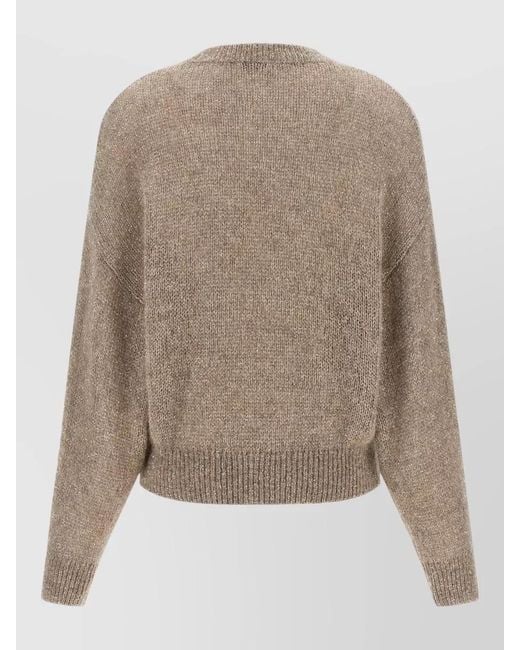 Brunello Cucinelli Natural Diamante Sequin Cropped Crew Neck Sweater