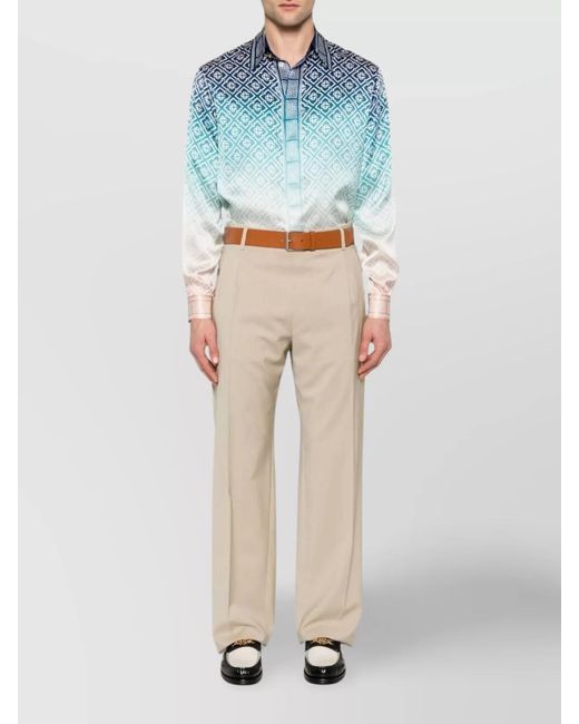Moschino Natural Virgin Wool Straight-Leg Trousers for men