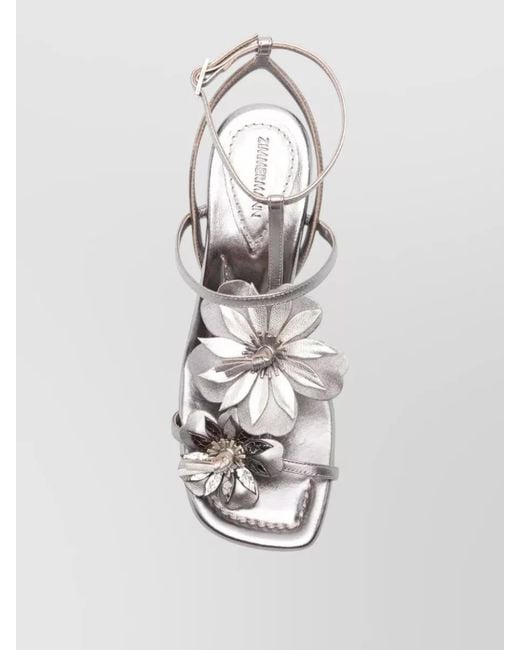 Zimmermann Metallic Belara Sandal 85 Ankle Strap Flowers