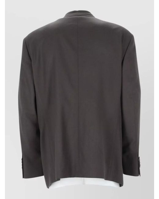Giorgio Armani Black Virgin Wool Oversized Double Breasted Coat for men