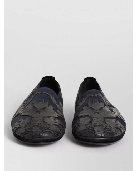 Dolce & Gabbana Black Leather Jacquard Slippers for men