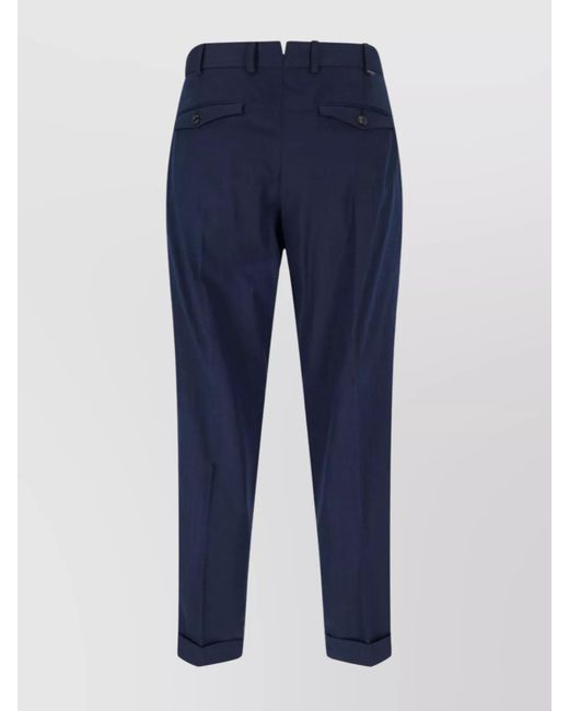PT Torino Blue Straight-Leg Tailored Trousers for men