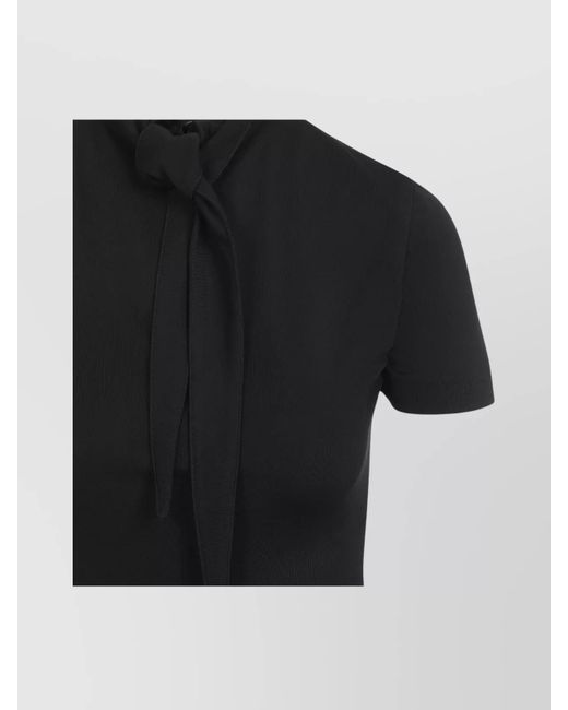 Jil Sander Black Knot-Detail Short-Sleeve Stand-Collar Maxi Dress