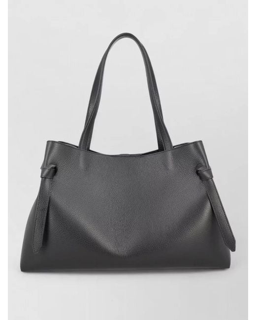 Yuzefi Black Gyoza Leather Tote Bag Dual Handles