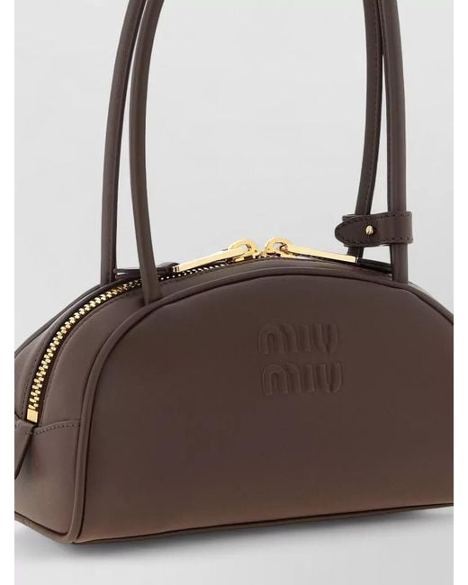 Miu Miu Brown Beau Small Leather Shoulder Bowling Bag