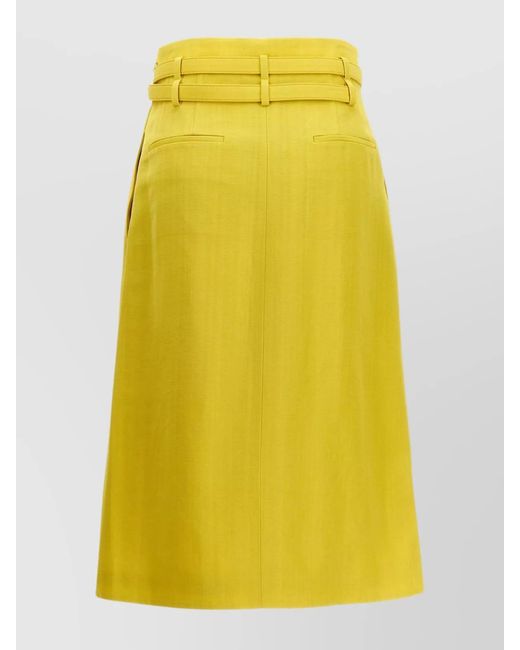 Jil Sander Yellow Silk High-Rise Skirt