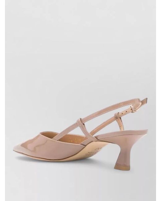 Stuart Weitzman Natural Vinnie T Mid Heel Patent Slingback Pumps