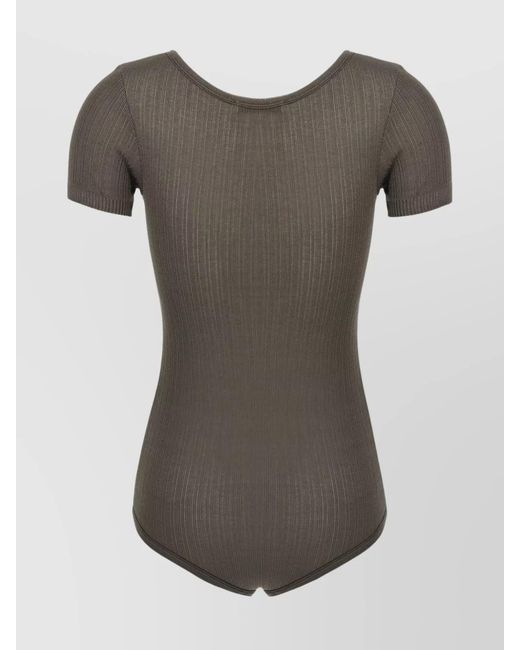 Lemaire Gray Silk Blend Ribbed Long-Sleeve Top