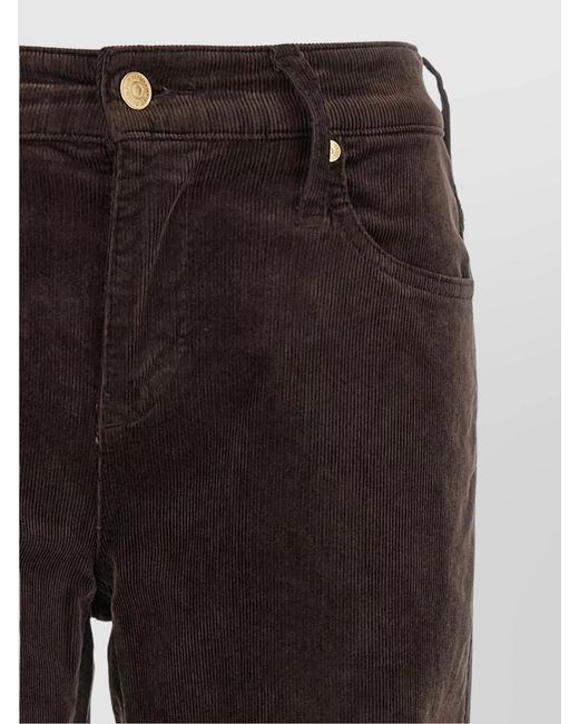 7 For All Mankind Black Corduroy Mid-Rise Straight-Leg Trousers