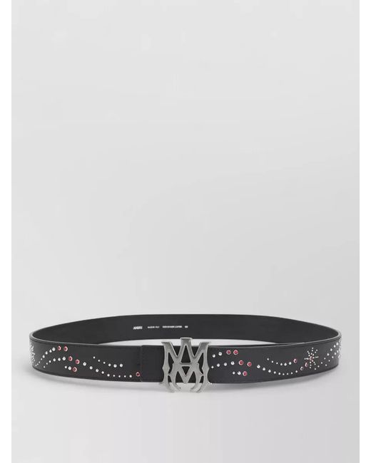 Amiri Gray Leather Studded Belt for men