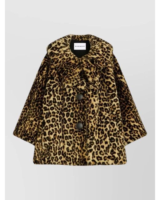 Givenchy Metallic Leopard Print Camel Hair Faux Fur Jacket