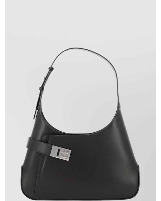 Ferragamo Black "Slouchy" Top Handle Shoulder Bag With Adjustable Strap